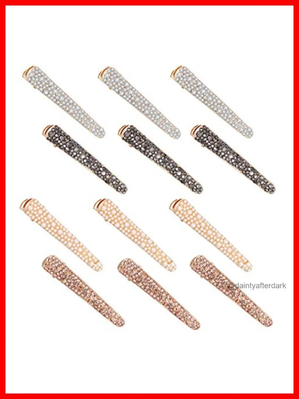 12 Rhinestone Alligator Hair Clips Duckbill Hairpins Alloy